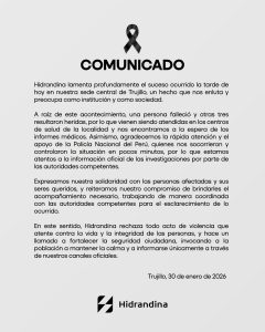 𝐂𝐎𝐌𝐔𝐍𝐈𝐂𝐀𝐃𝐎 | Ante los hechos ocurridos el día de hoy en nuestra sede de Trujillo.